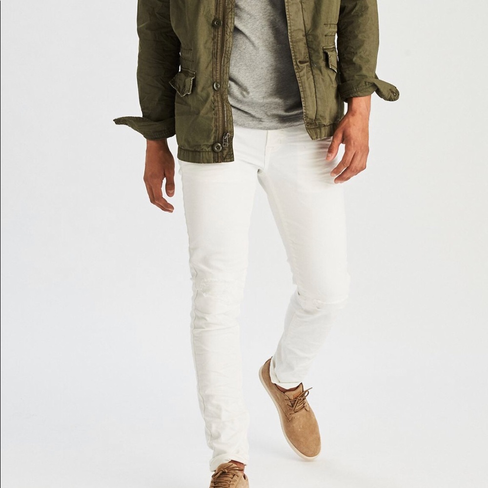 Men’s White AE Skinny Jeans (Big - 44x32)
